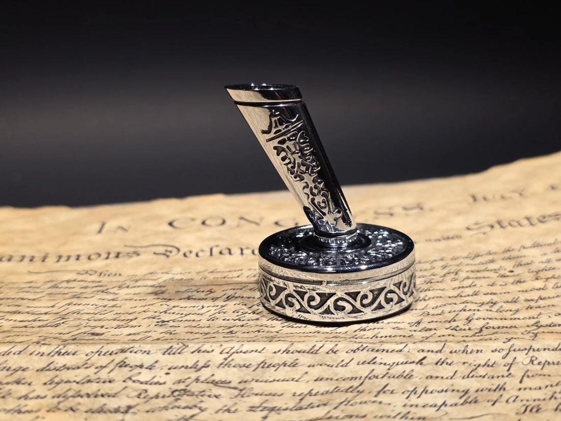 Silver Metal Single Fountain or Dip Pen Holder - 8
