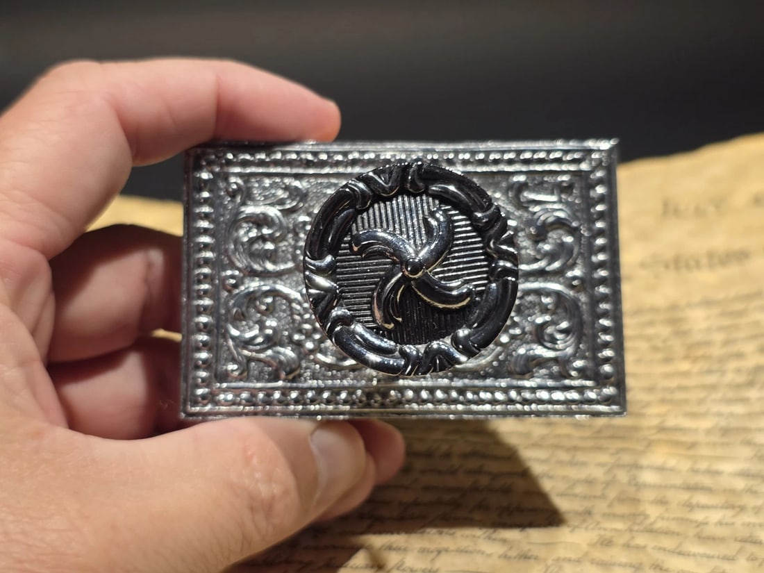 4" Antique Style Silver Metal & Wood Ink Blotter - 9