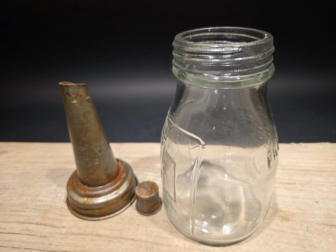 1930s Style Glass Farmall Oil Bottle w Spout - 10