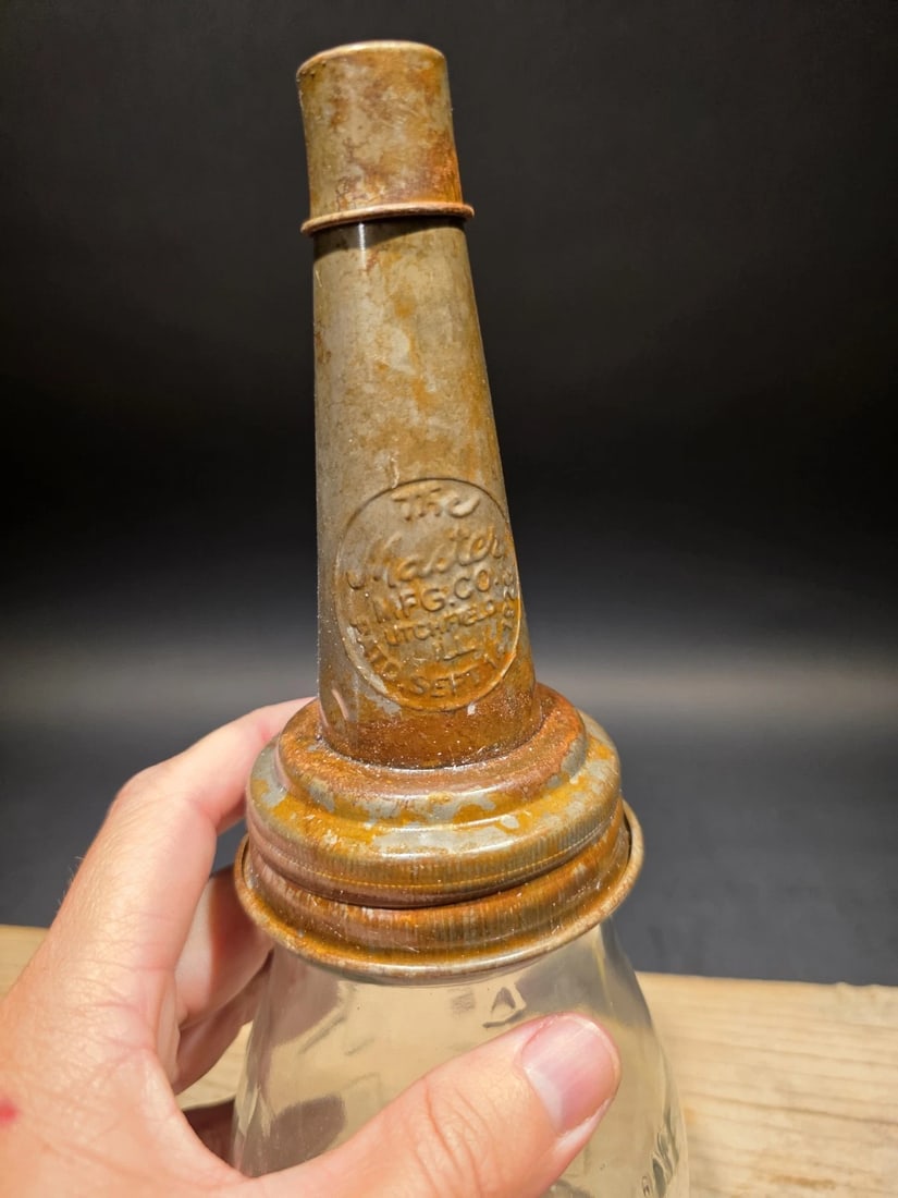 1930s Style Glass Farmall Oil Bottle w Spout - 6