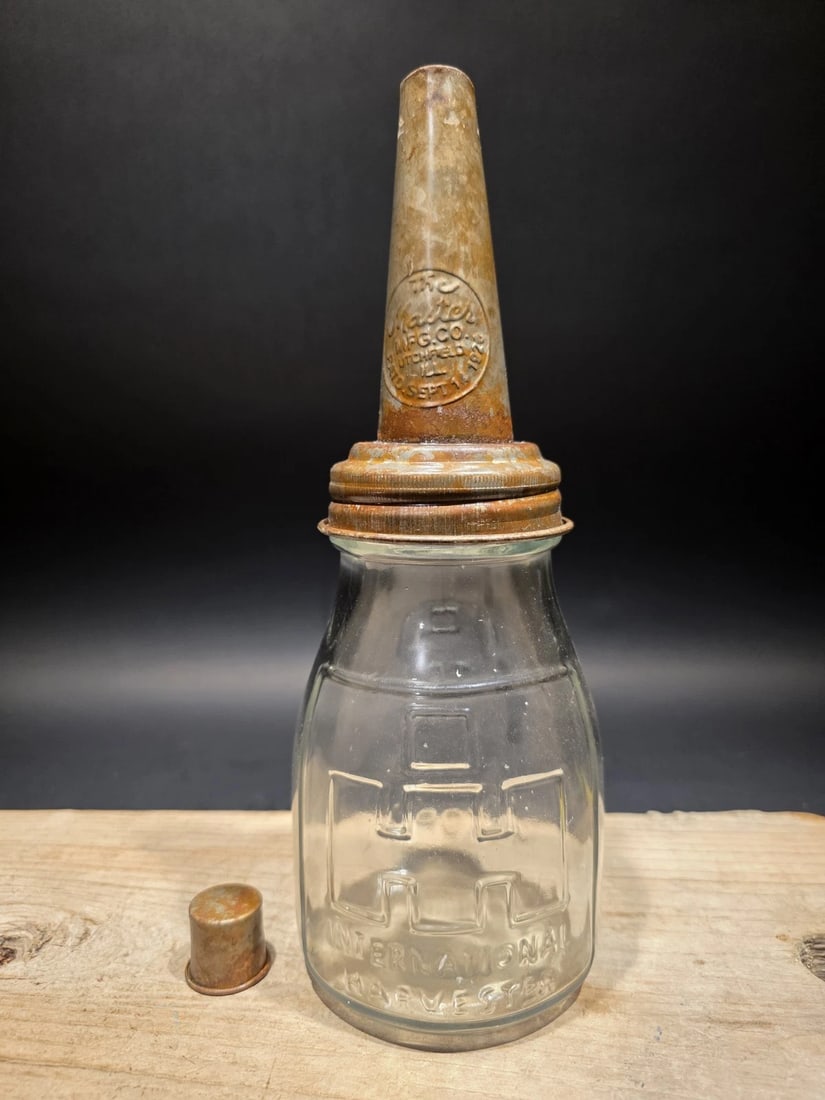 1930s Style Glass Farmall Oil Bottle w Spout - 8