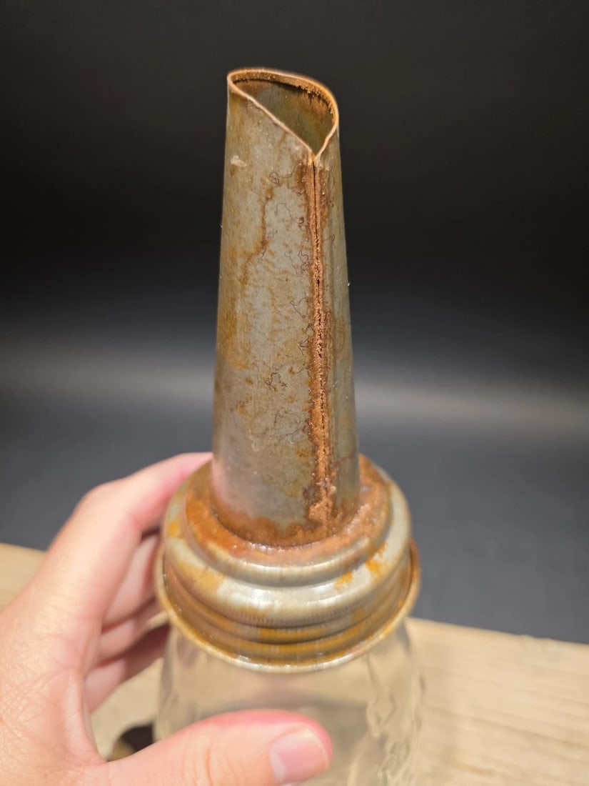 1930s Style Glass Farmall Oil Bottle w Spout - 9