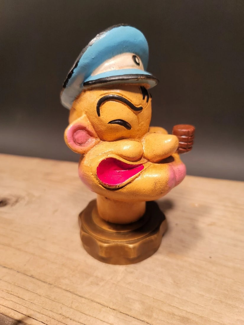 Cast Iron Popeye Sailor Figure Radiator Cap Statue - 11