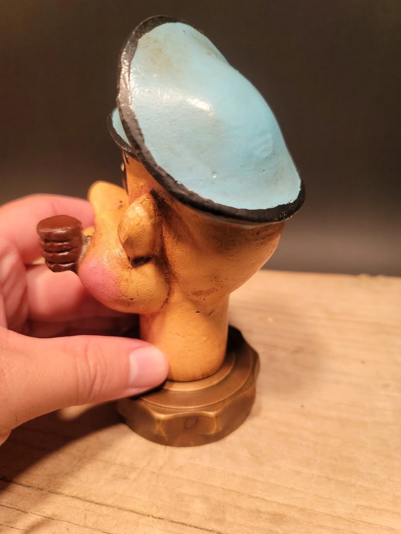 Cast Iron Popeye Sailor Figure Radiator Cap Statue - 5