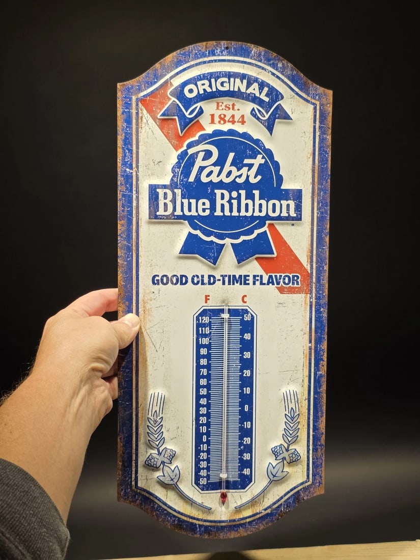 17.5 "Pabst Blue Ribbon Beer Thermometer Metal Advertising Sign - 5