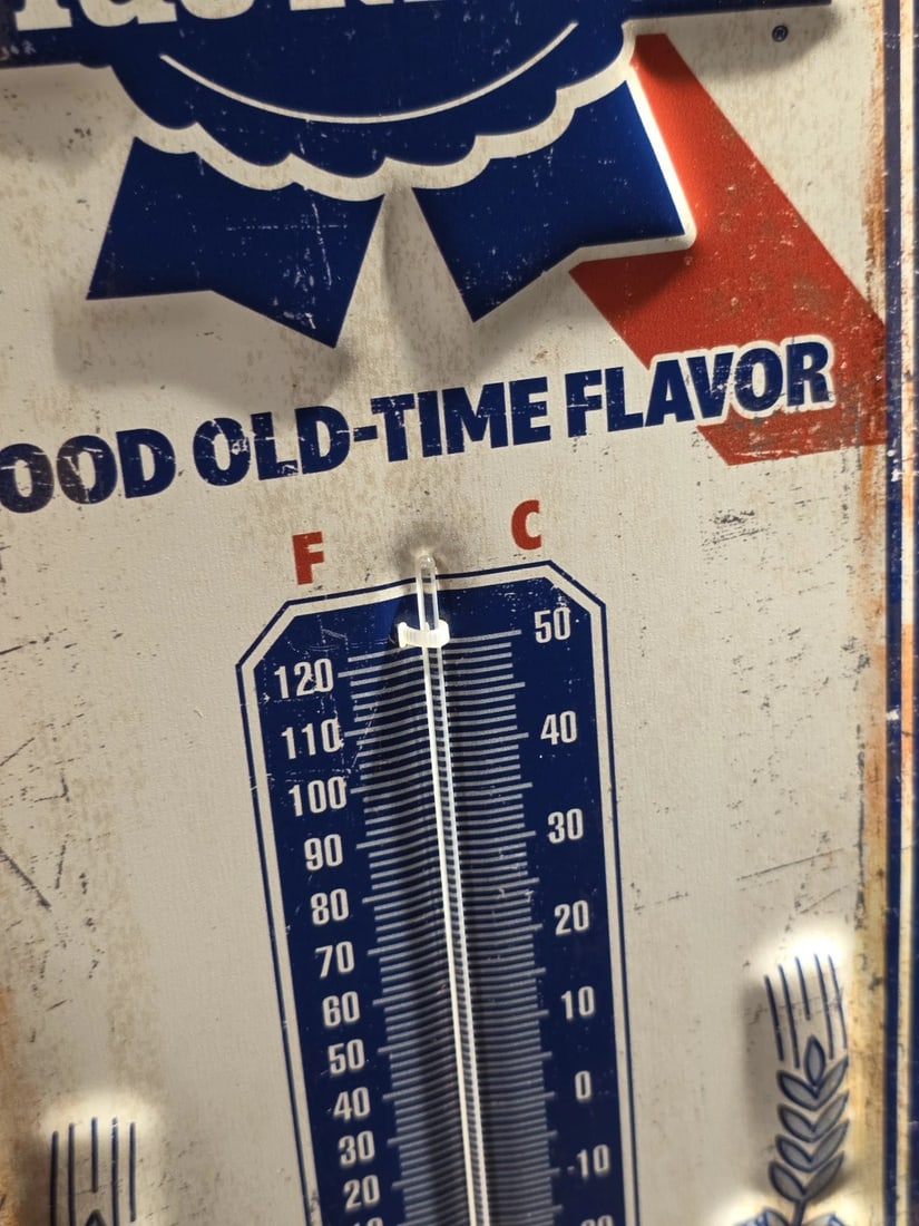 17.5 "Pabst Blue Ribbon Beer Thermometer Metal Advertising Sign - 6
