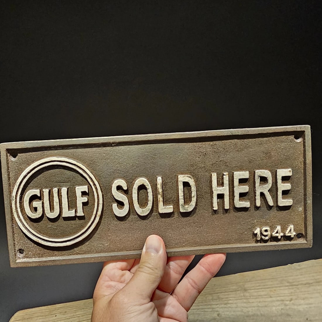 Cast Iron Gulf Gas Oil Sign Plaque - 3