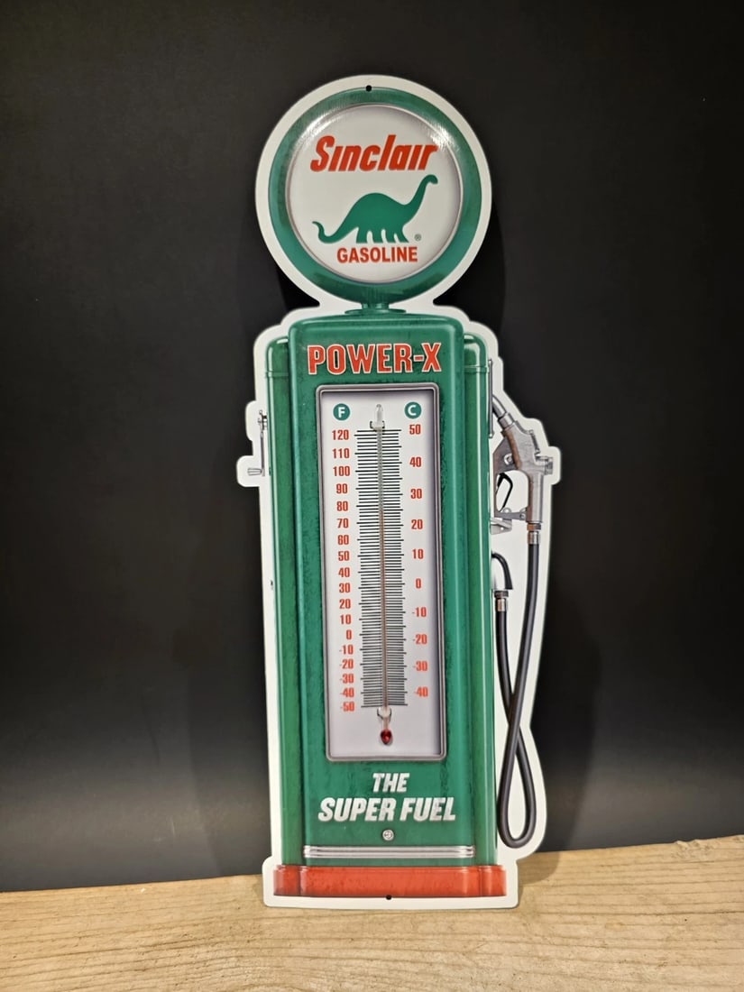 17 1/2 " Metal Sinclair Oil Advertising Thermometer Sign - 8