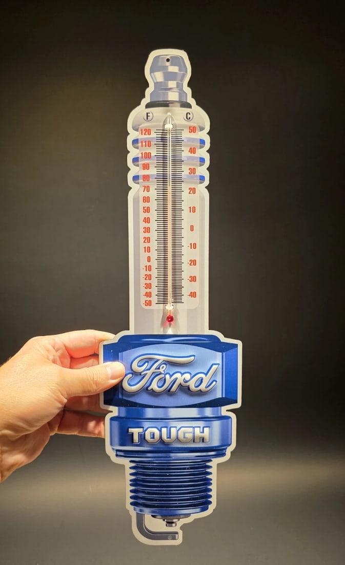 17 1/2 " Metal Vintage Style Ford Thermometer Sign - 5