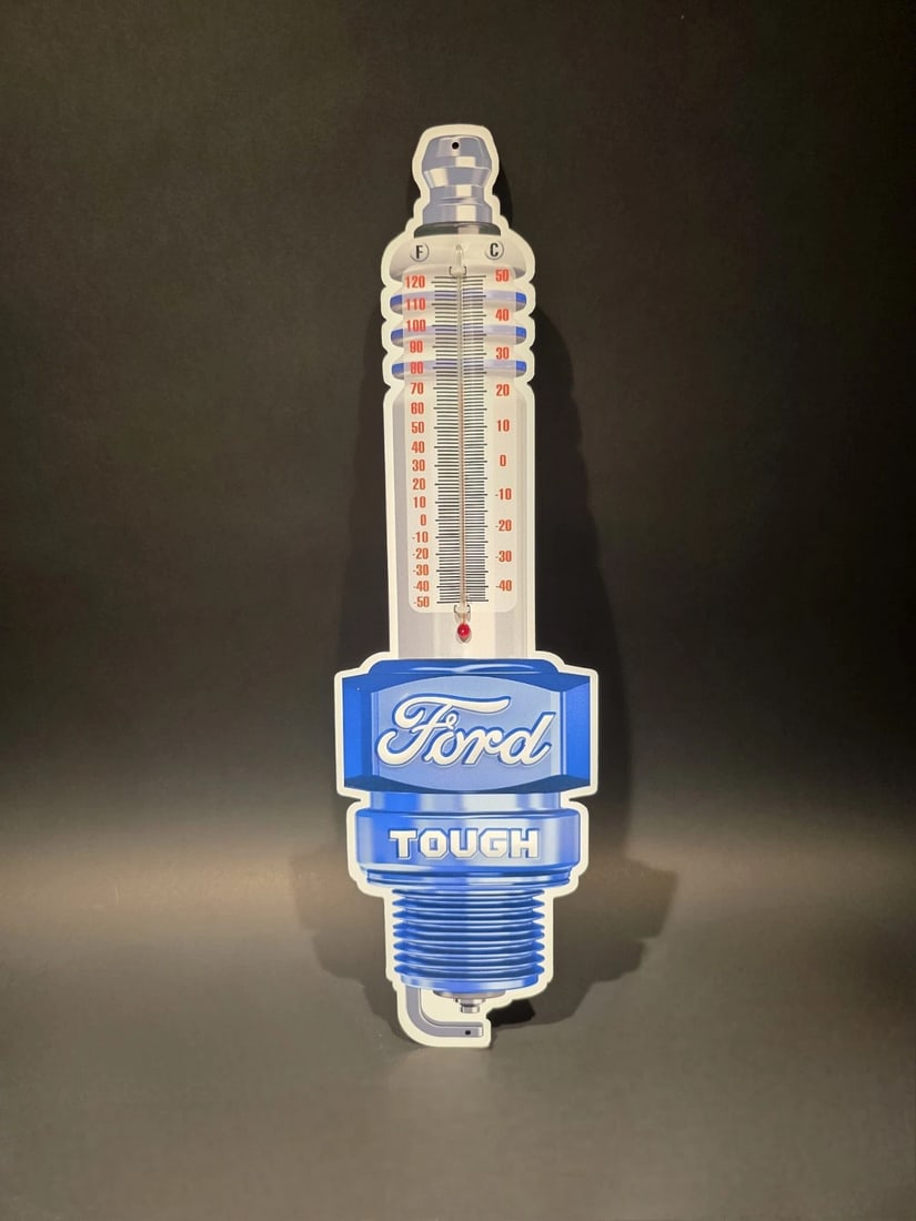 17 1/2 " Metal Vintage Style Ford Thermometer Sign - 6