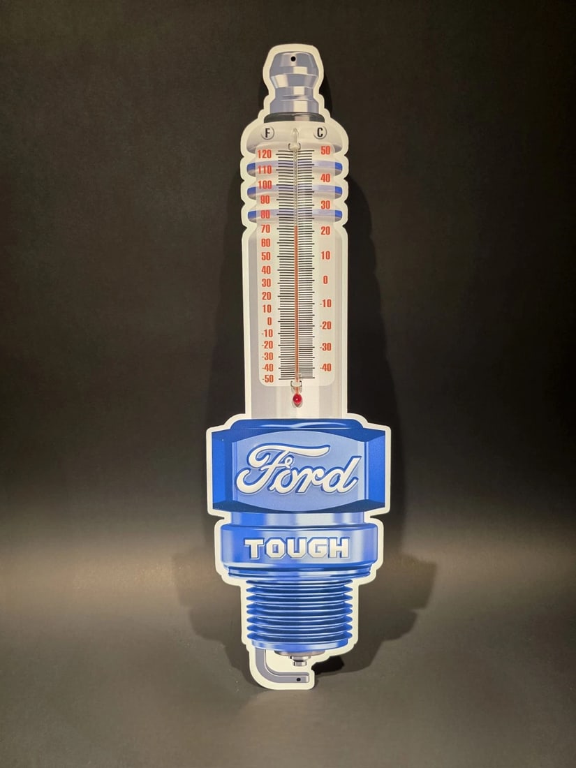17 1/2 " Metal Vintage Style Ford Thermometer Sign - 7
