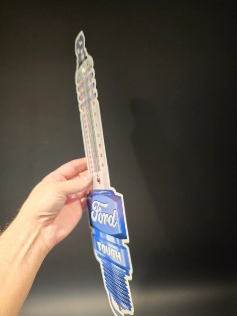 17 1/2 " Metal Vintage Style Ford Thermometer Sign - 9