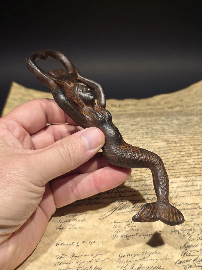7" Cast Iron Mermaid Bottle Opener Coastal Bar Tool - 12