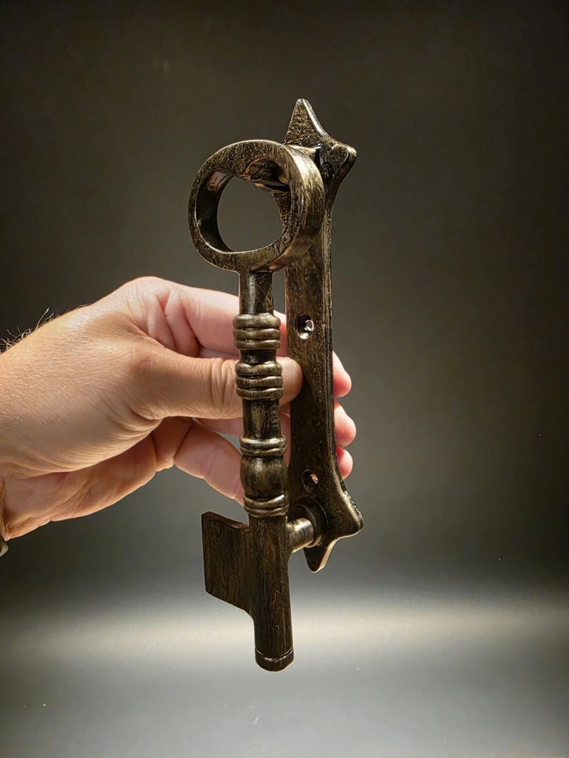 Antique Brass Vintage Style Cast Iron Key Door Knocker - 11