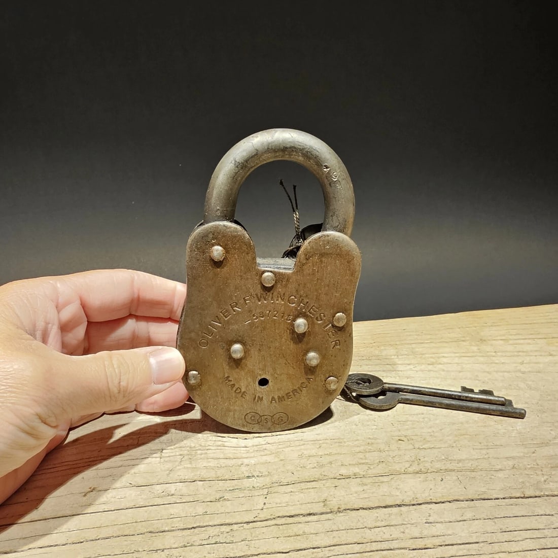5" Cast Iron Winchester Firearms Ammo Box Padlock Lock - 10