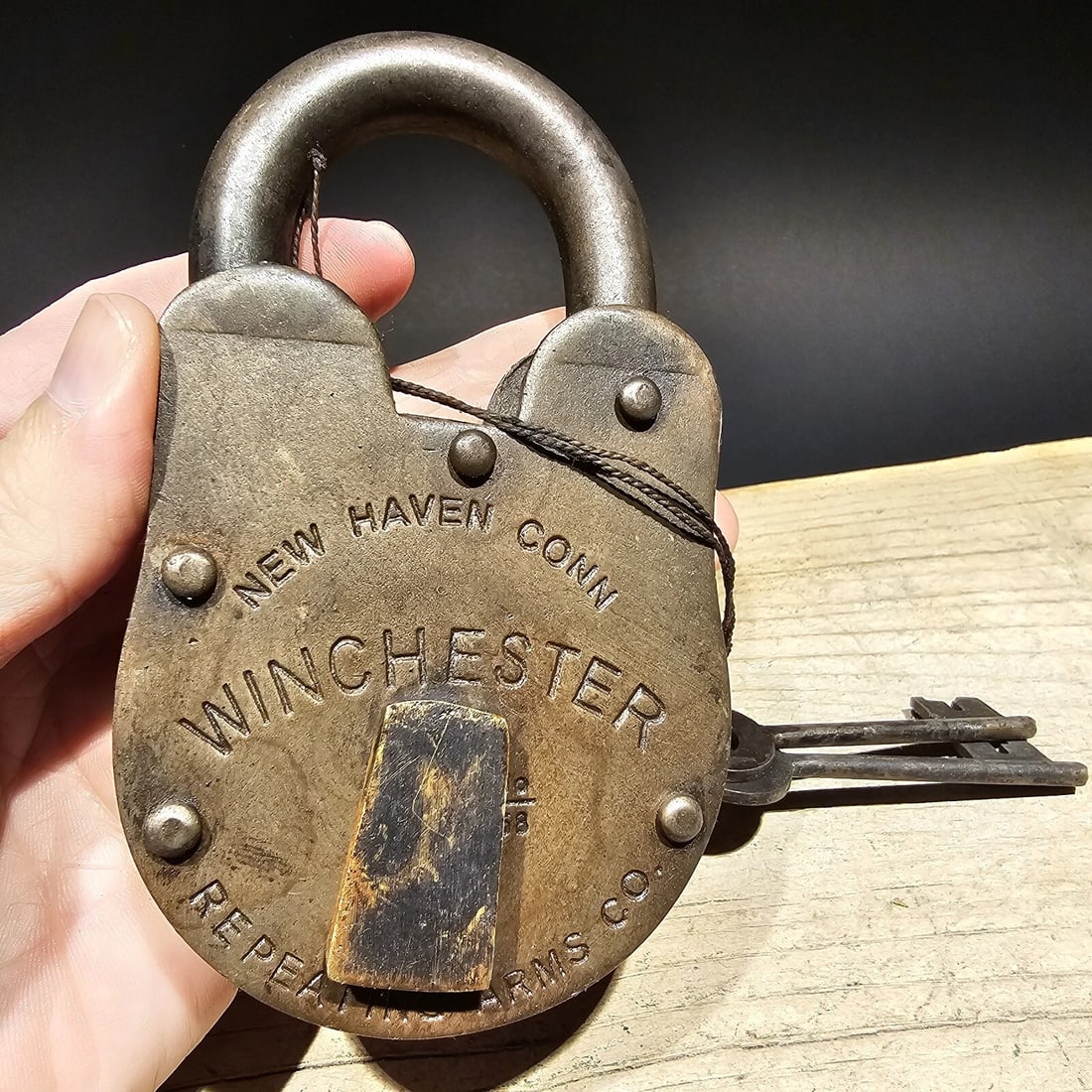 5" Cast Iron Winchester Firearms Ammo Box Padlock Lock - 11