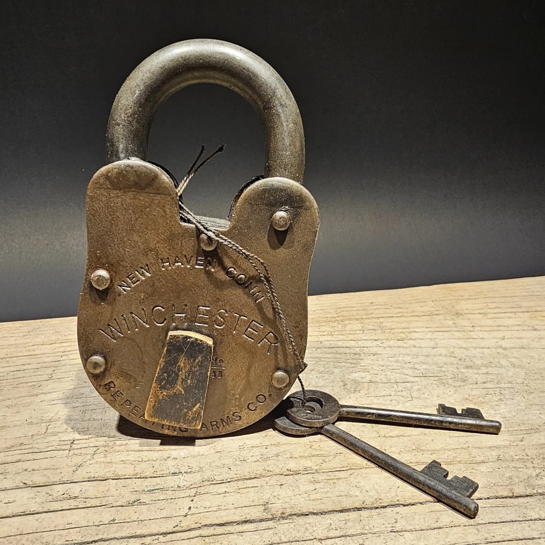 5" Cast Iron Winchester Firearms Ammo Box Padlock Lock - 12