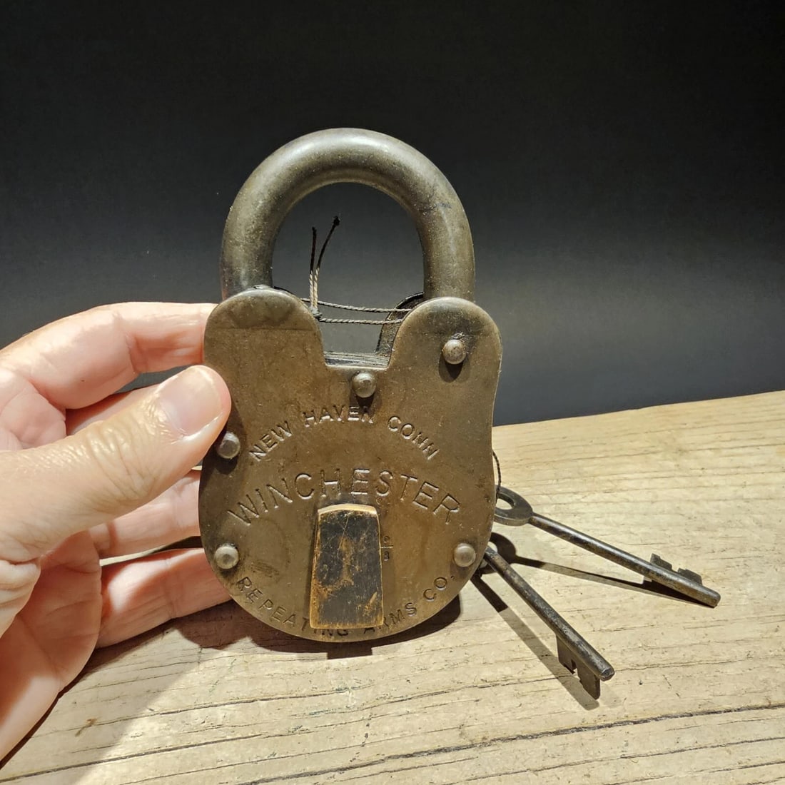 5" Cast Iron Winchester Firearms Ammo Box Padlock Lock - 13