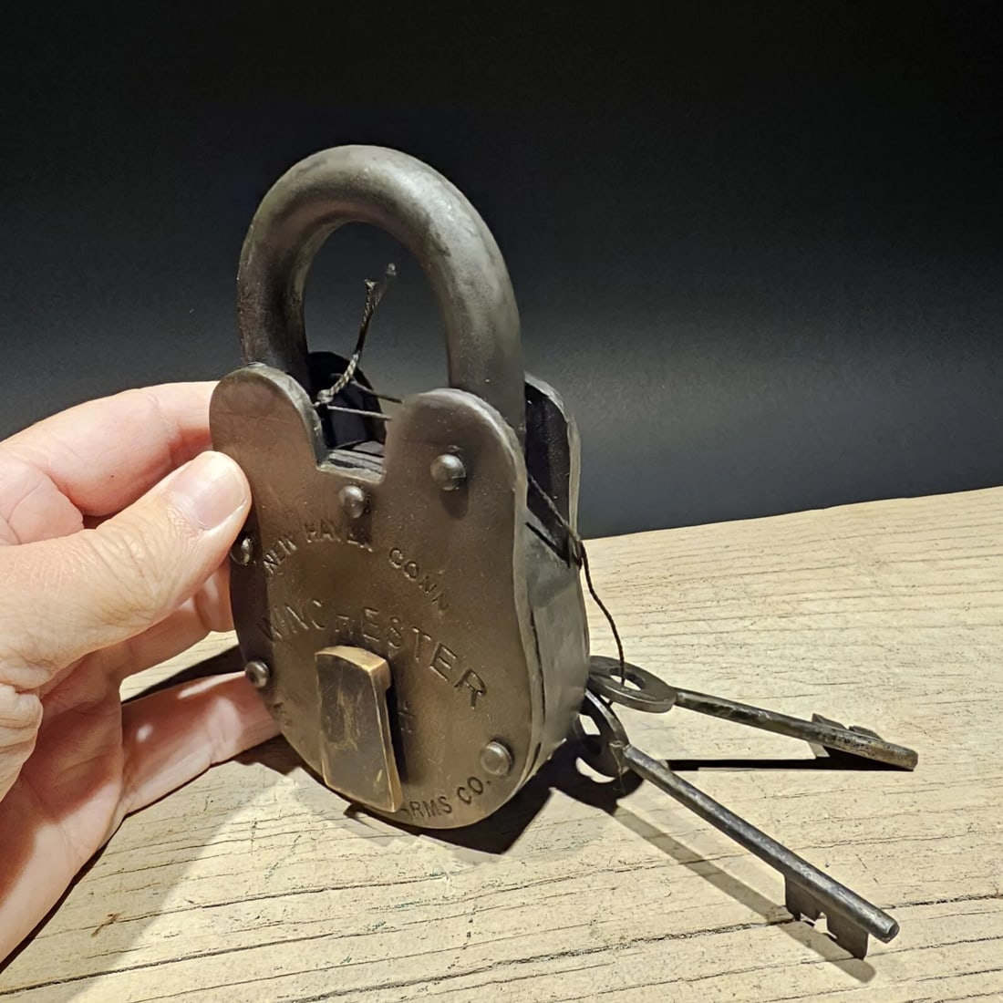 5" Cast Iron Winchester Firearms Ammo Box Padlock Lock - 14