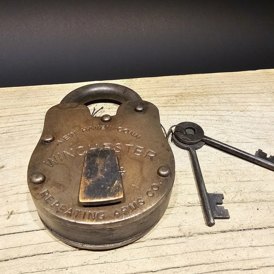 5" Cast Iron Winchester Firearms Ammo Box Padlock Lock - 15