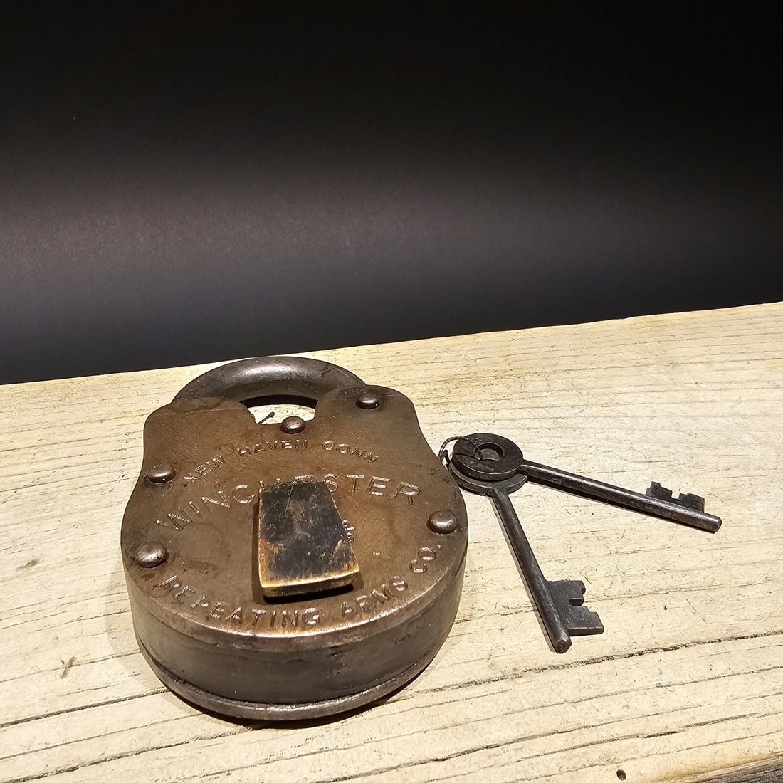 5" Cast Iron Winchester Firearms Ammo Box Padlock Lock - 16