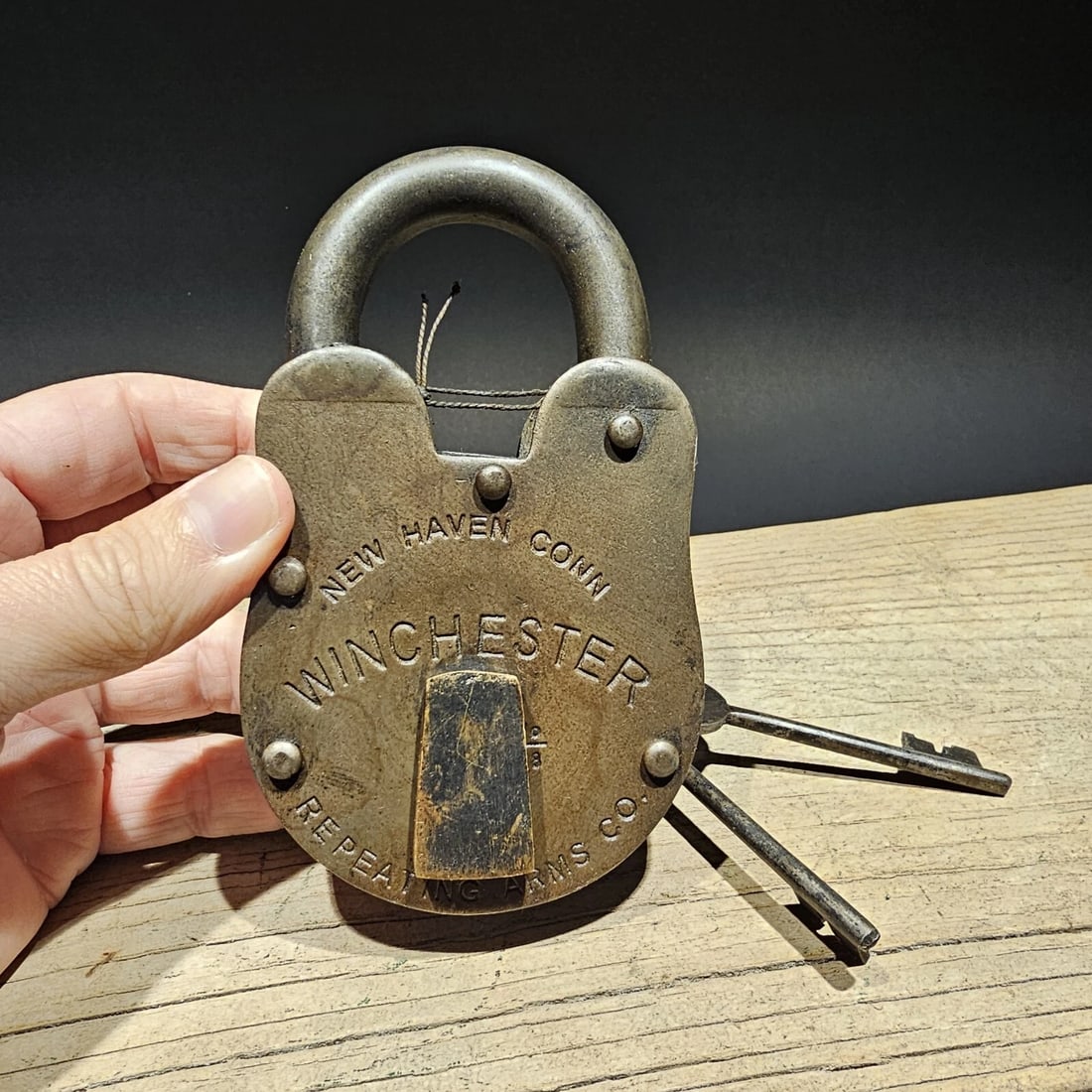 5" Cast Iron Winchester Firearms Ammo Box Padlock Lock - 7
