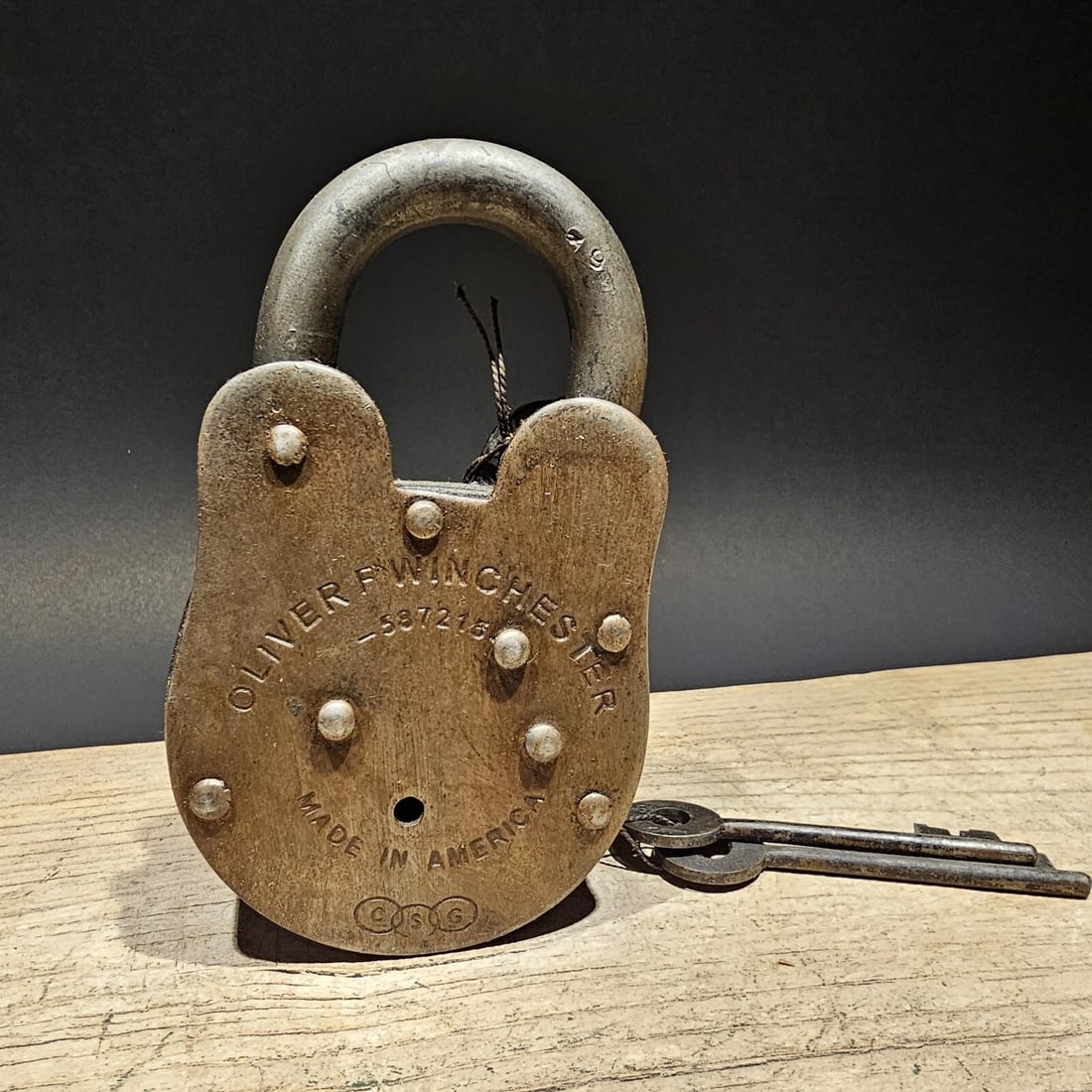 5" Cast Iron Winchester Firearms Ammo Box Padlock Lock - 9