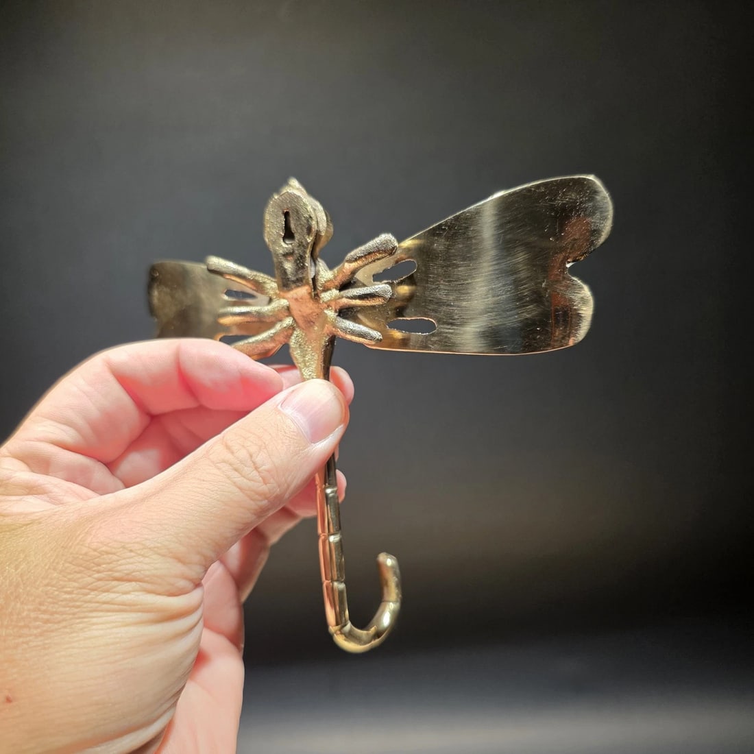 Brass Dragonfly Wall Hook Art Nouveau Style Coat Hook - 4