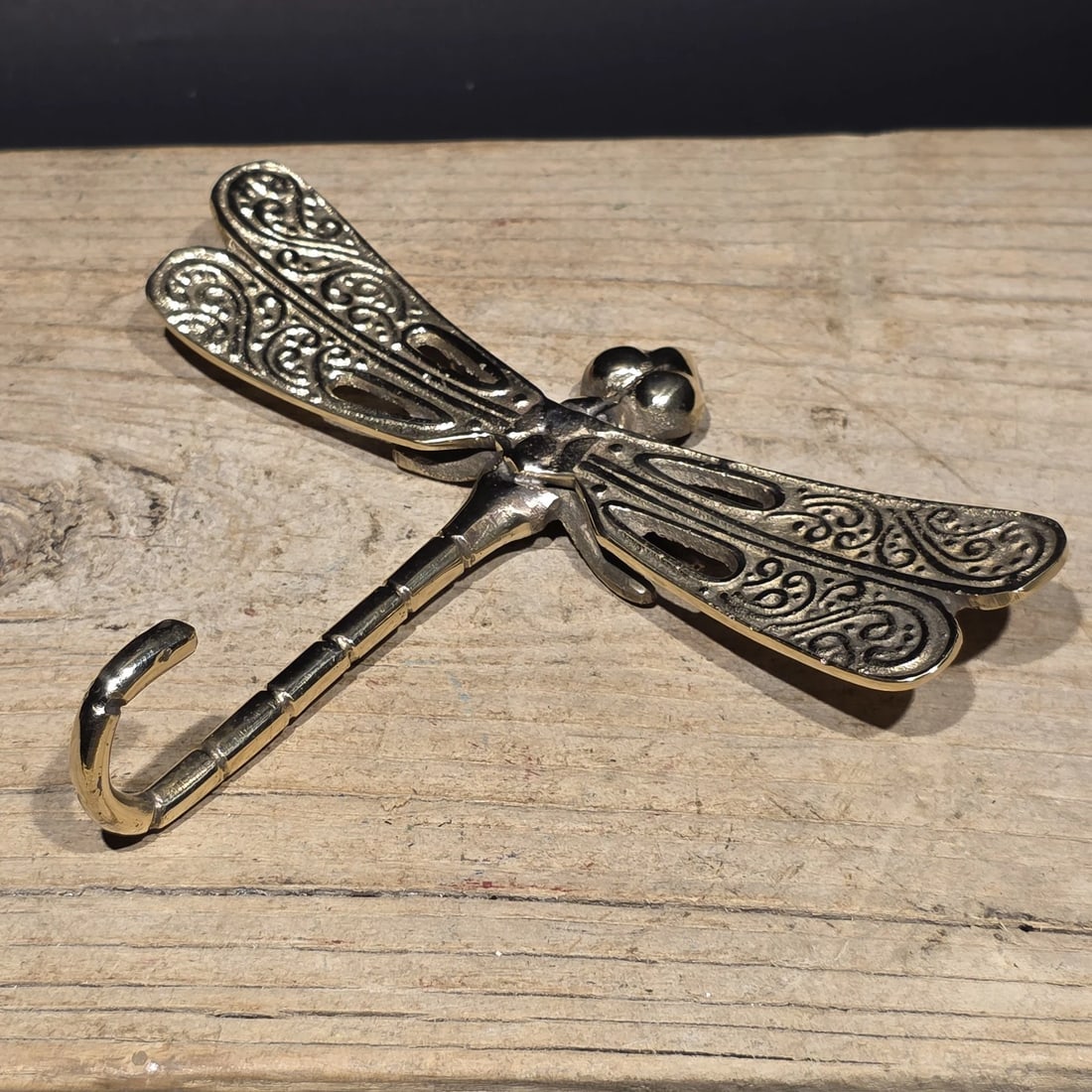 Brass Dragonfly Wall Hook Art Nouveau Style Coat Hook - 9