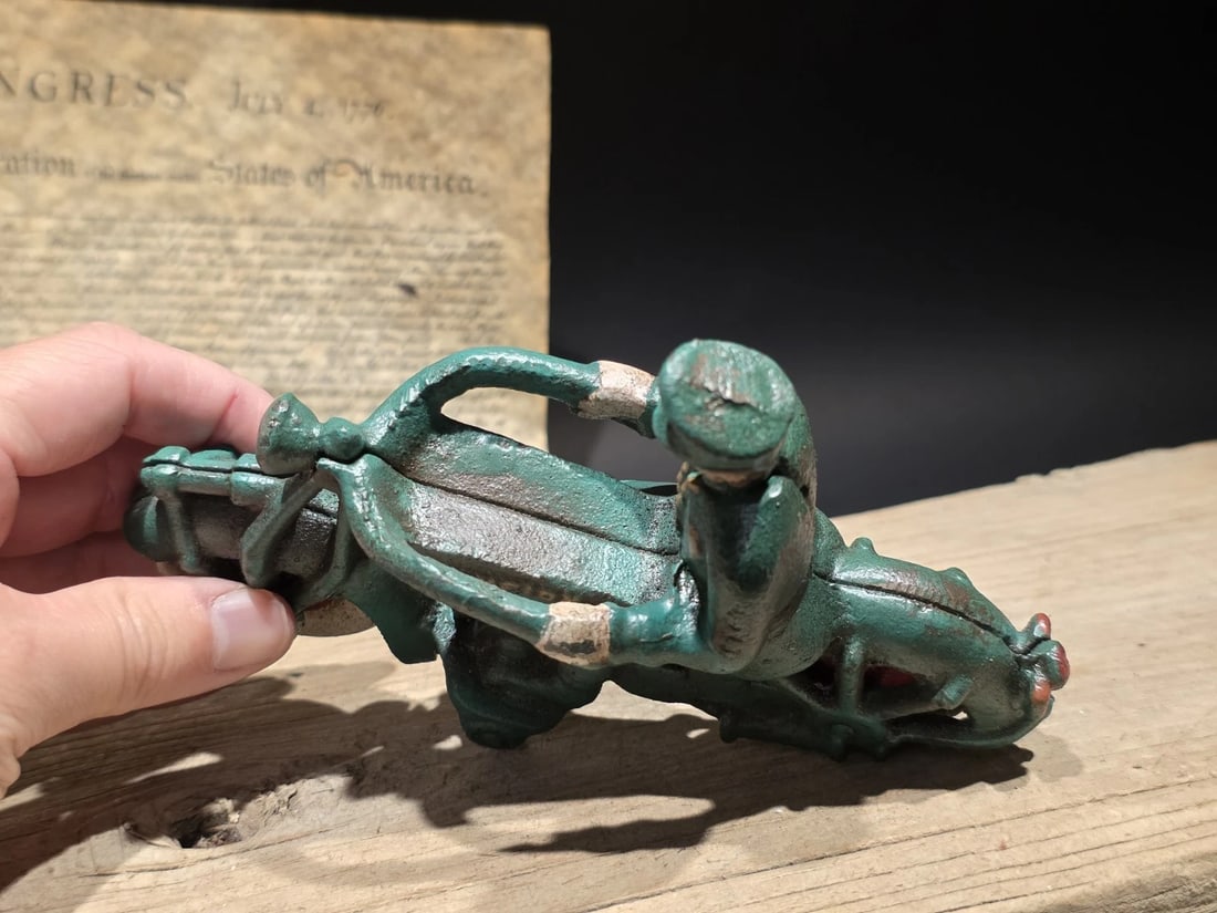 7" Vintage Cast Iron Police Motorcycle Toy Champion Patrol Officer Antique Style - 9