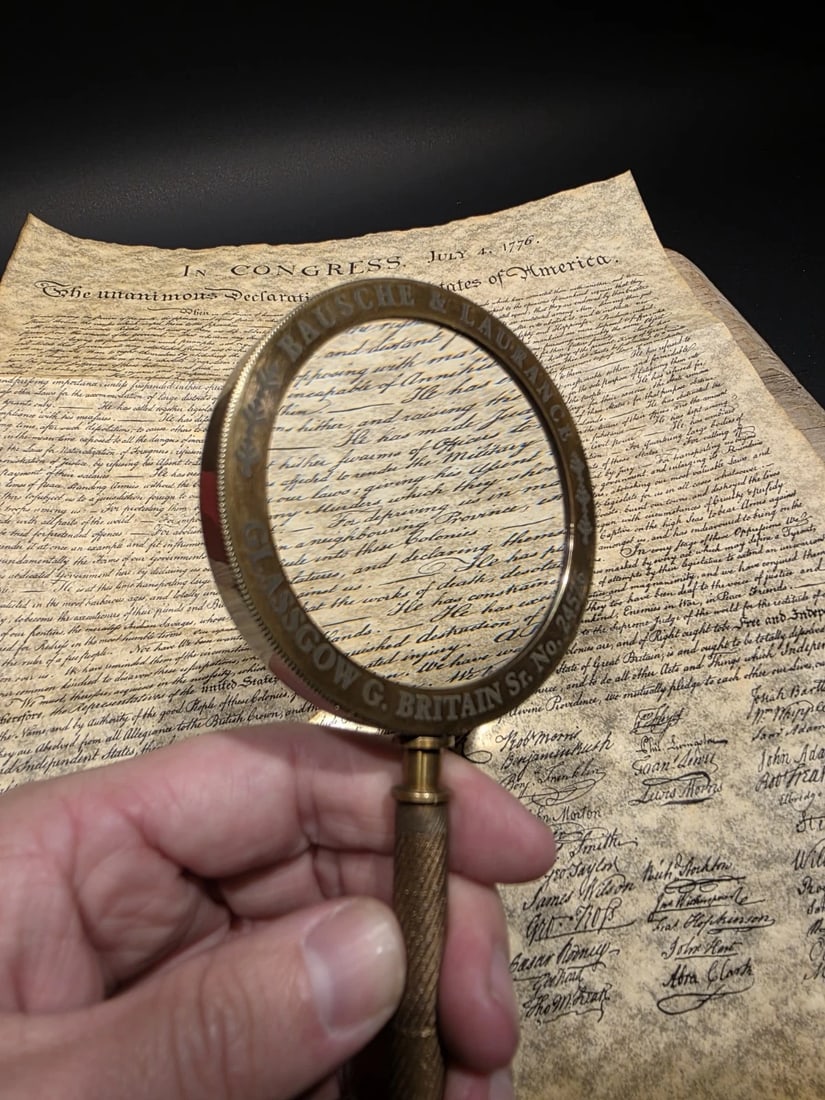 8 1/2" Classic Bausch & Laurance Brass Reading Magnifier - 10