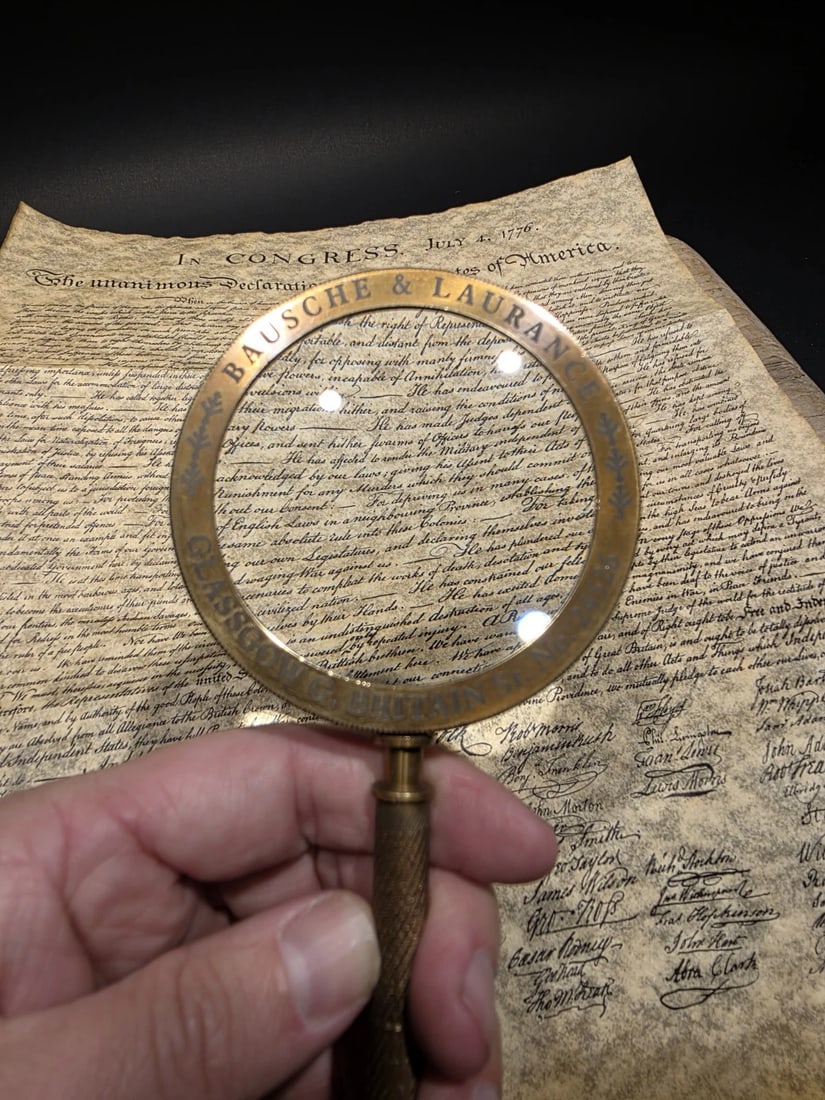 8 1/2" Classic Bausch & Laurance Brass Reading Magnifier - 11