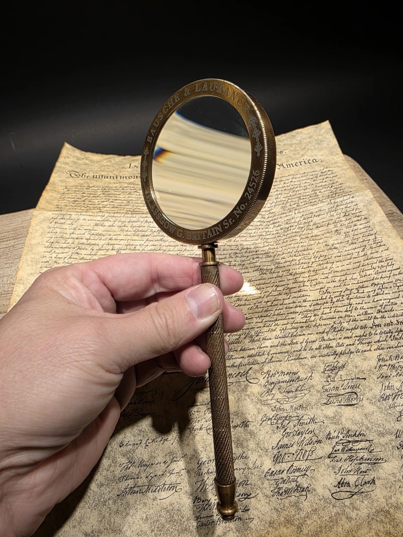 8 1/2" Classic Bausch & Laurance Brass Reading Magnifier - 12