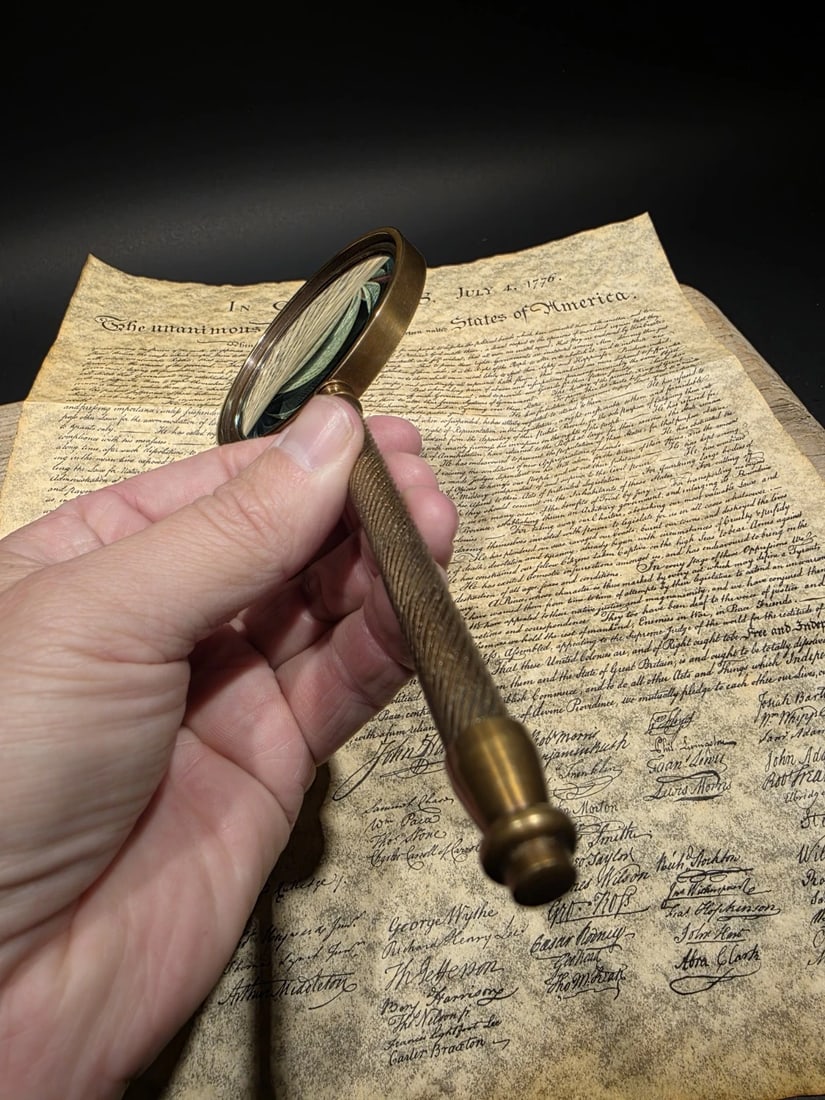 8 1/2" Classic Bausch & Laurance Brass Reading Magnifier - 8