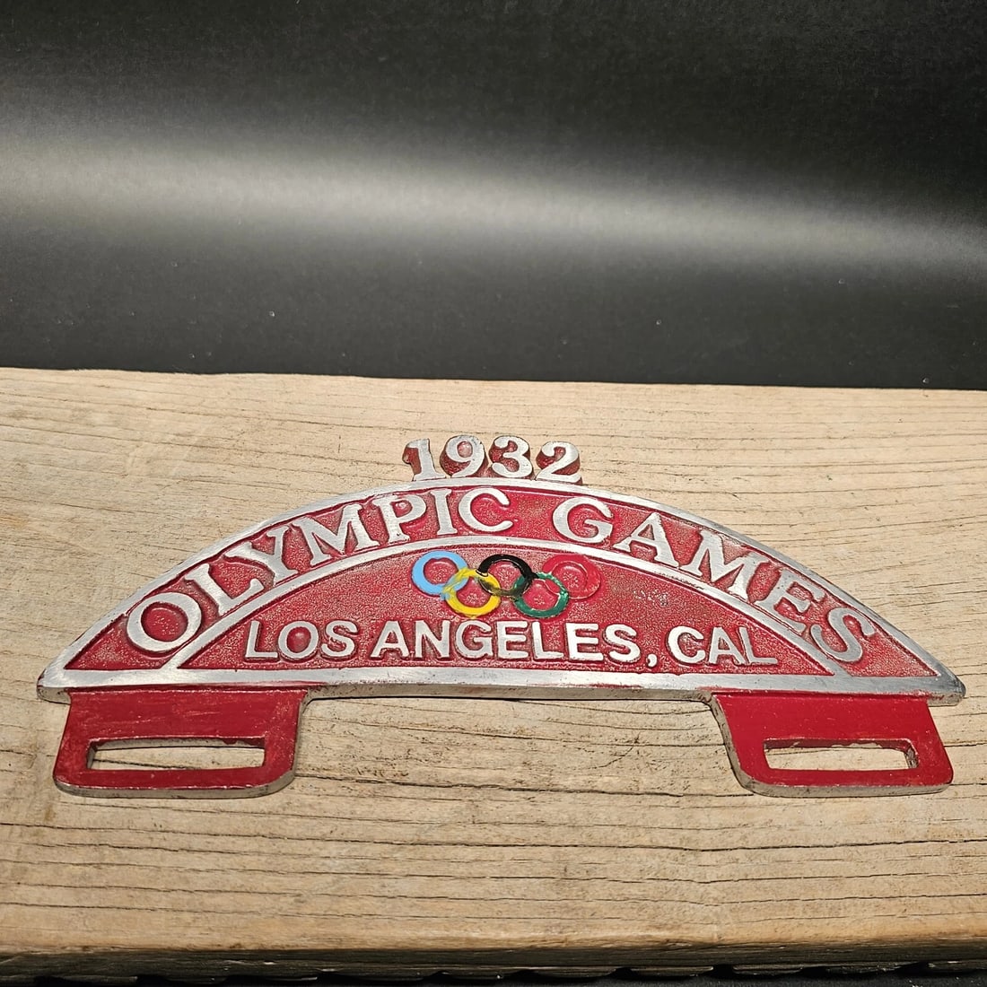 Aluminum 1932 Olympic Games License Plate Fob Topper - 11