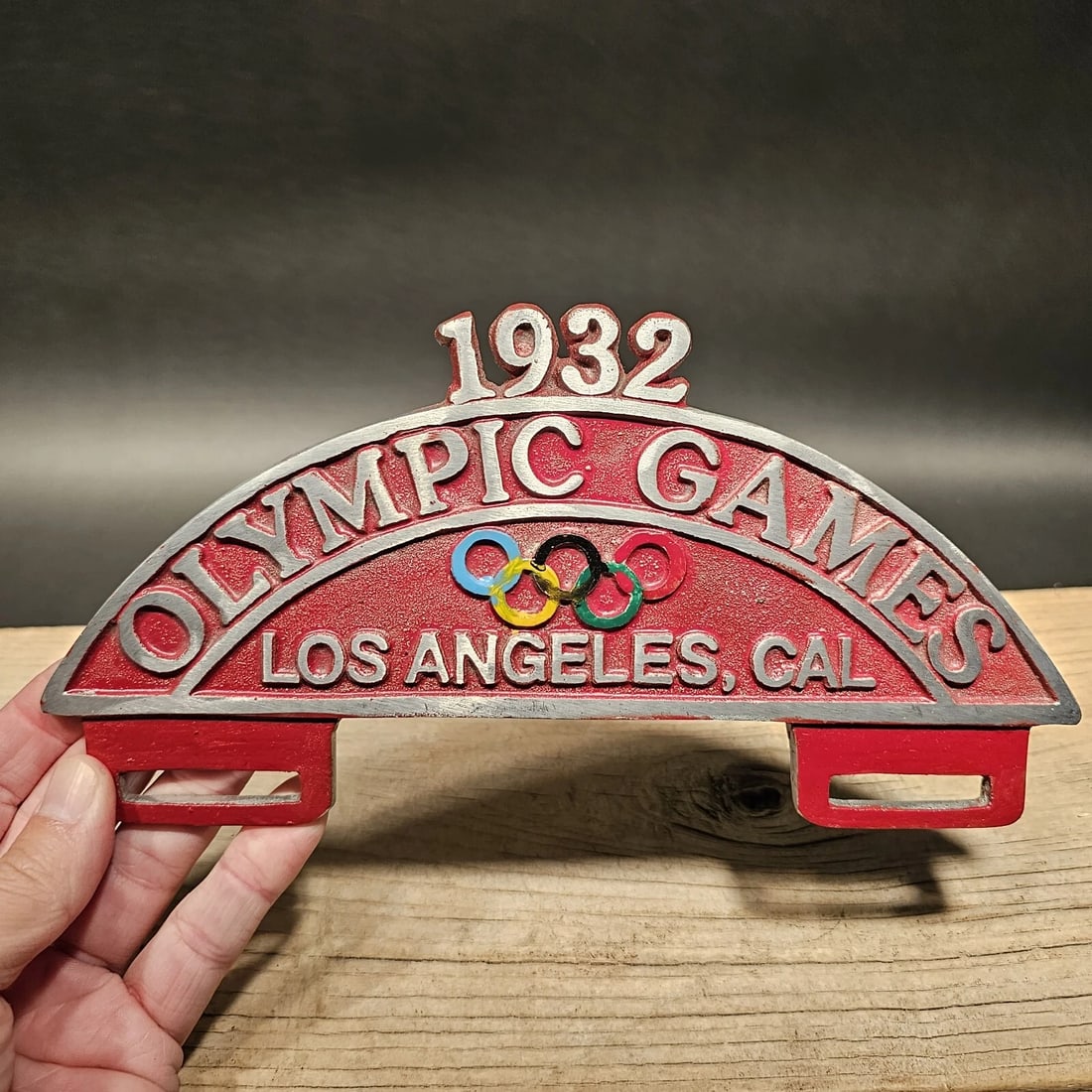 Aluminum 1932 Olympic Games License Plate Fob Topper - 2