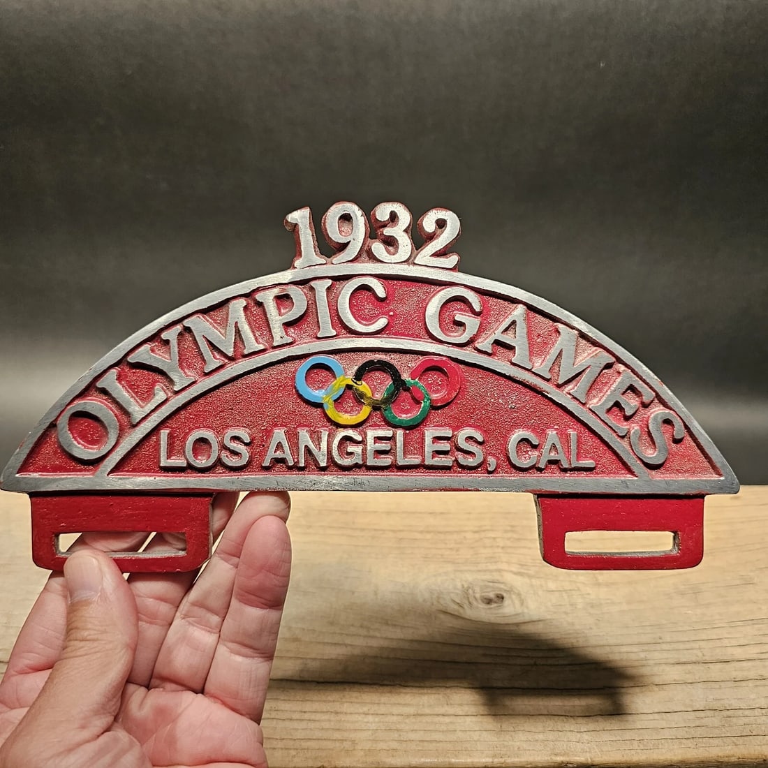 Aluminum 1932 Olympic Games License Plate Fob Topper - 3