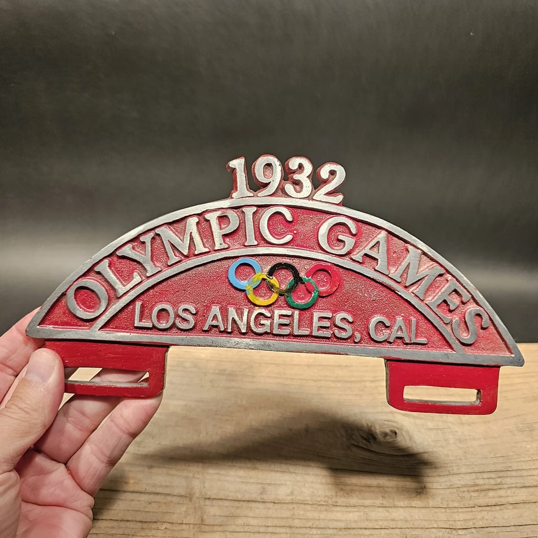 Aluminum 1932 Olympic Games License Plate Fob Topper - 5