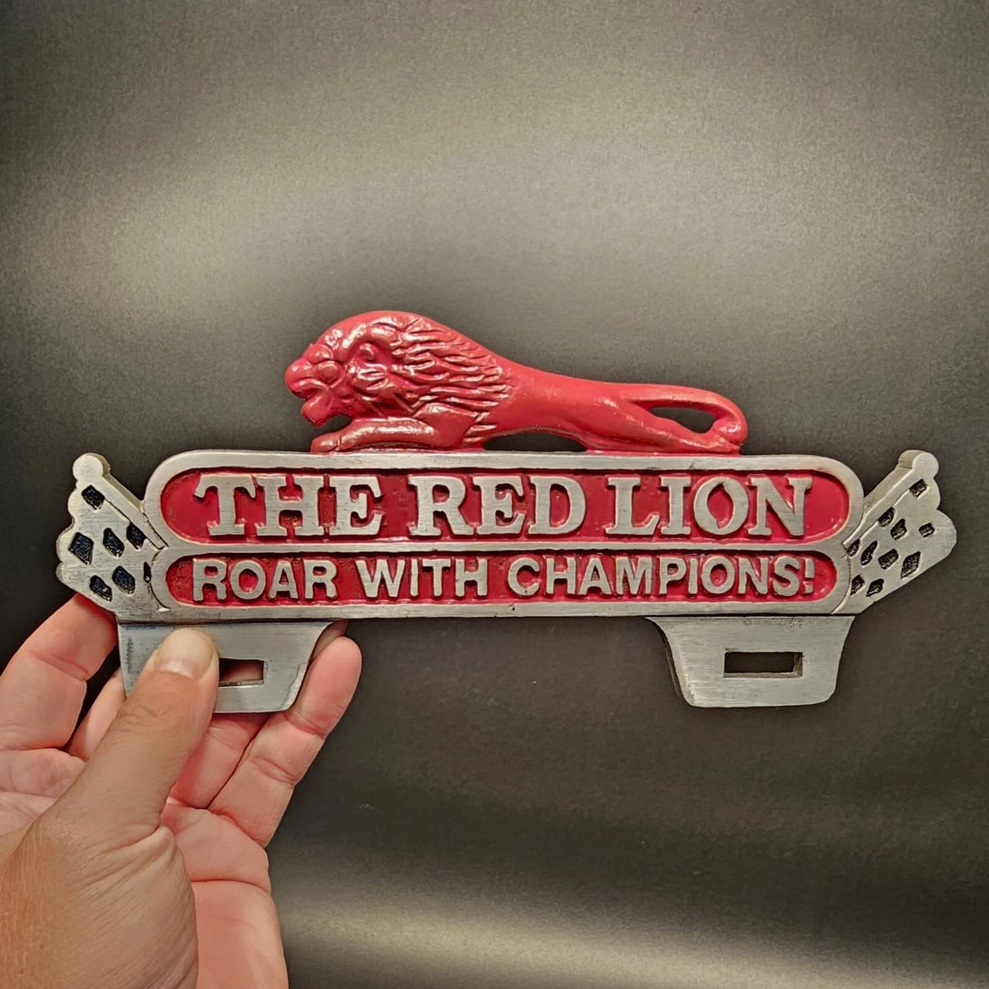 Aluminum Red Lion License Plate Fob Topper - 11