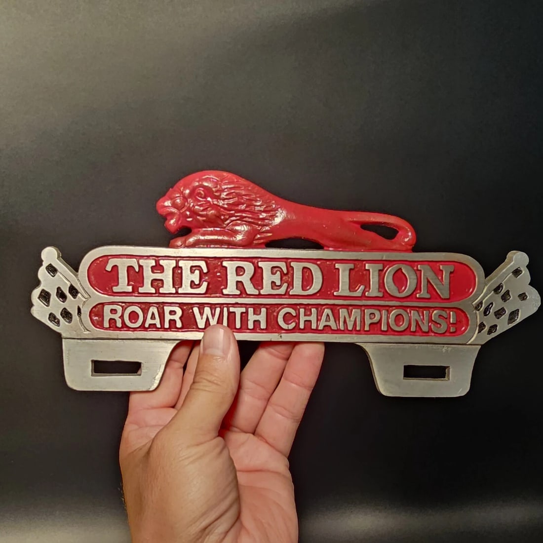Aluminum Red Lion License Plate Fob Topper - 5
