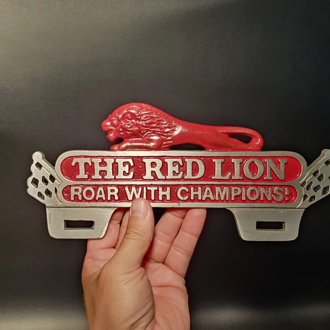 Aluminum Red Lion License Plate Fob Topper - 6