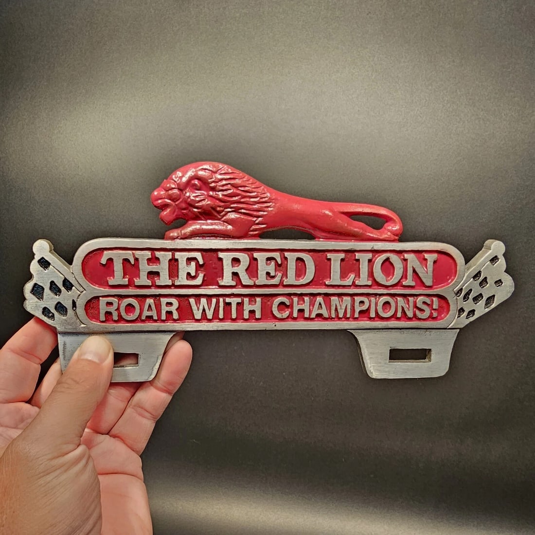 Aluminum Red Lion License Plate Fob Topper - 8