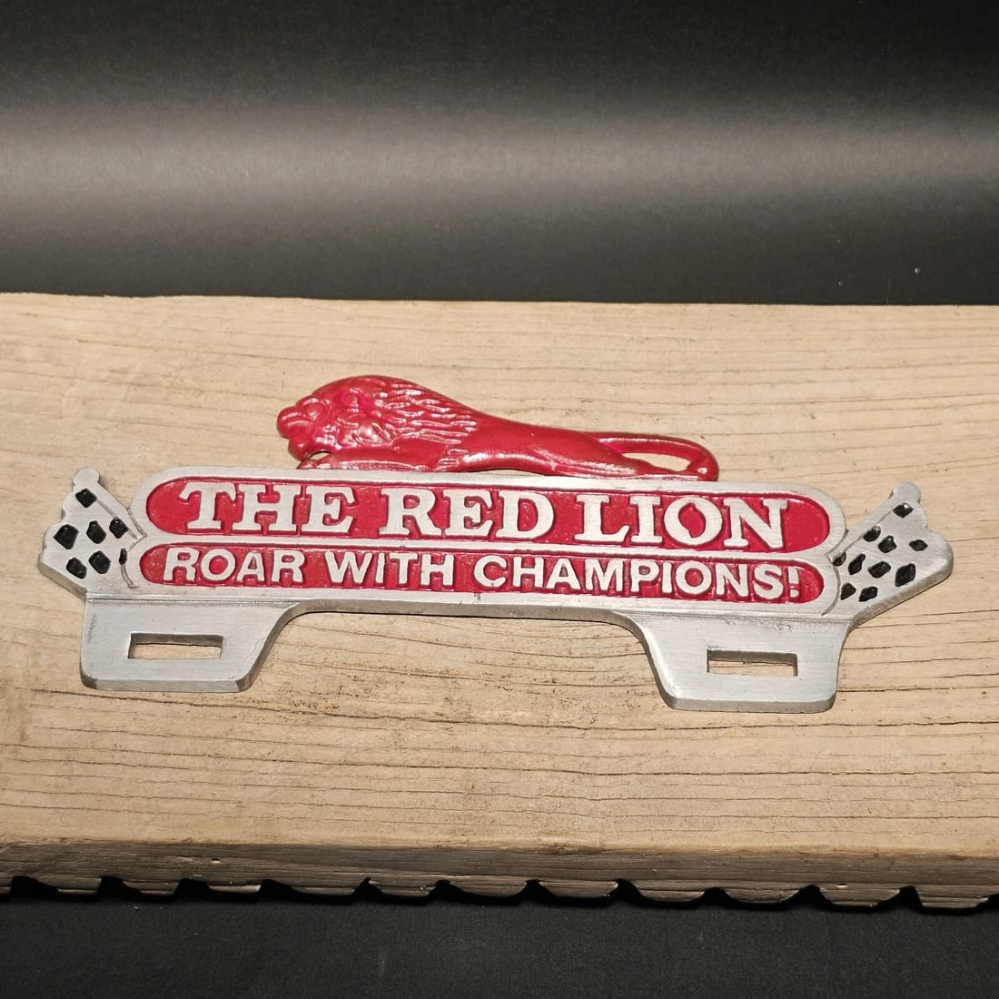 Aluminum Red Lion License Plate Fob Topper - 9
