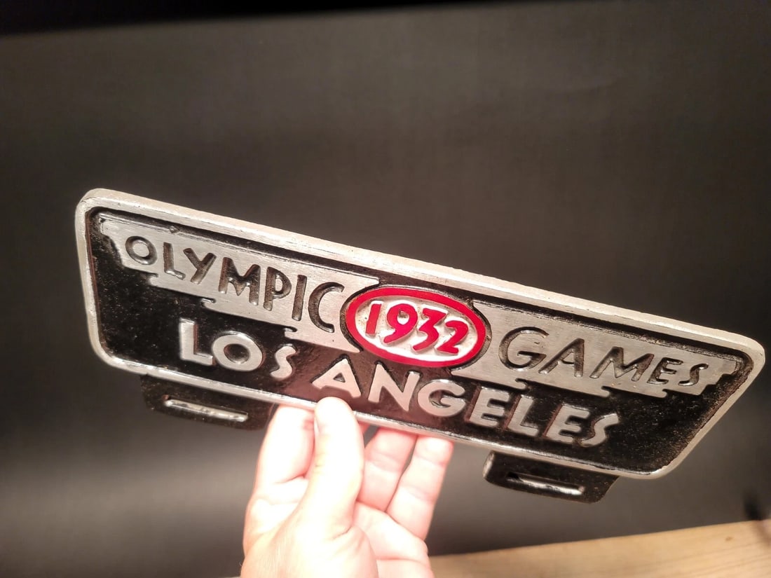 Aluminum Olympic Games 1932 License Plate Fob Topper - 9
