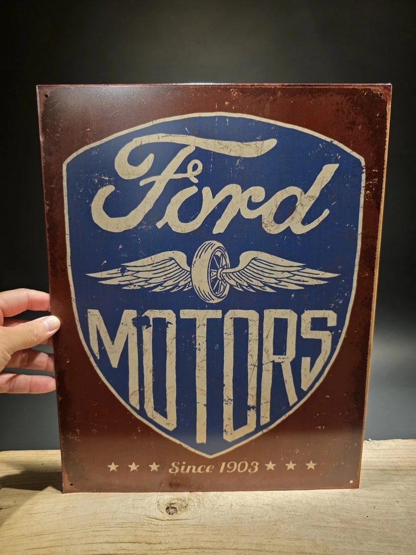 16" Metal Vintage Style Ford Motors Sign - 3