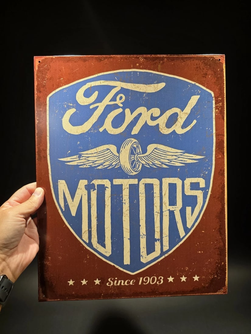 16" Metal Vintage Style Ford Motors Sign - 4