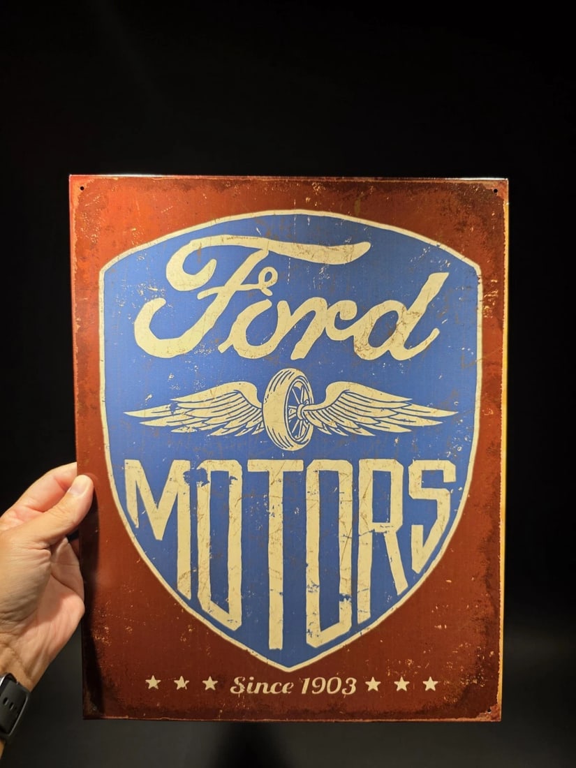 16" Metal Vintage Style Ford Motors Sign - 5