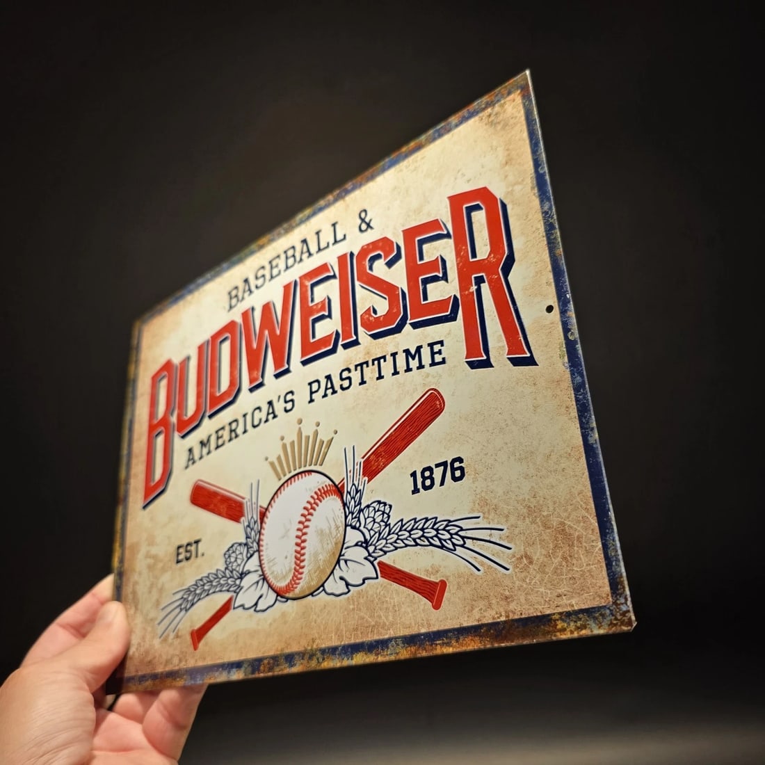 Budweiser Baseball Tin Sign Beer Advertising - 3