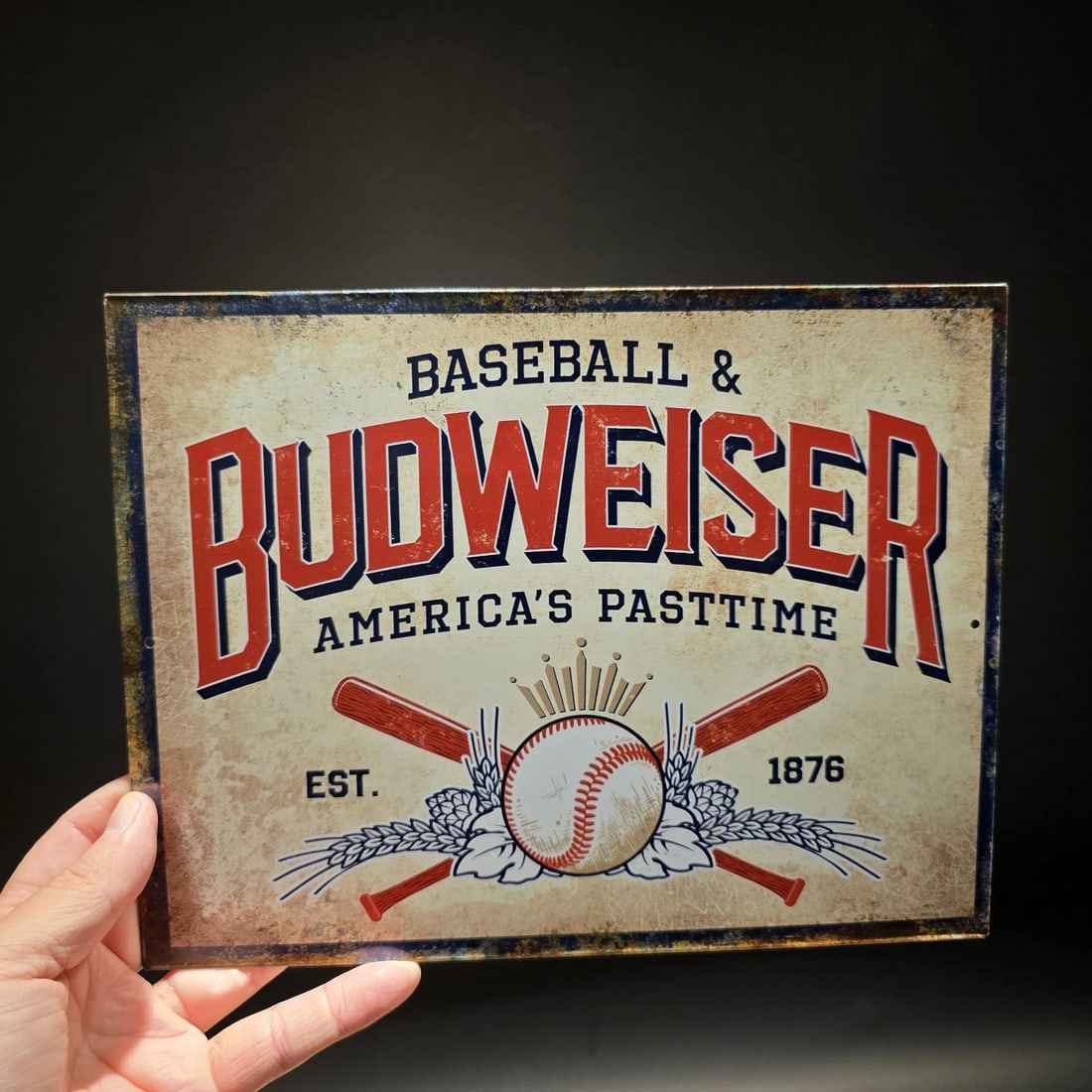 Budweiser Baseball Tin Sign Beer Advertising - 5