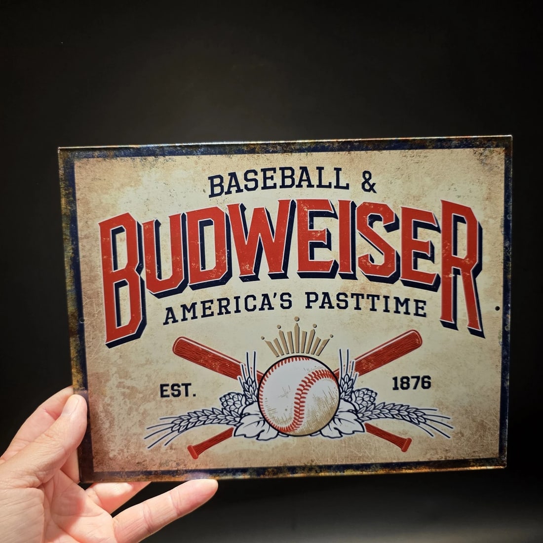 Budweiser Baseball Tin Sign Beer Advertising - 6